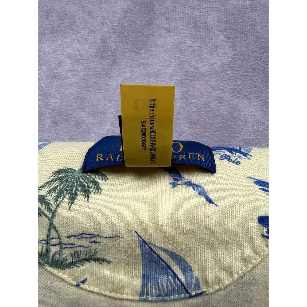 Polo Ralph Lauren Kids Yellow Nautical Sailboat Palm Tree Polo Shirt Size S 8